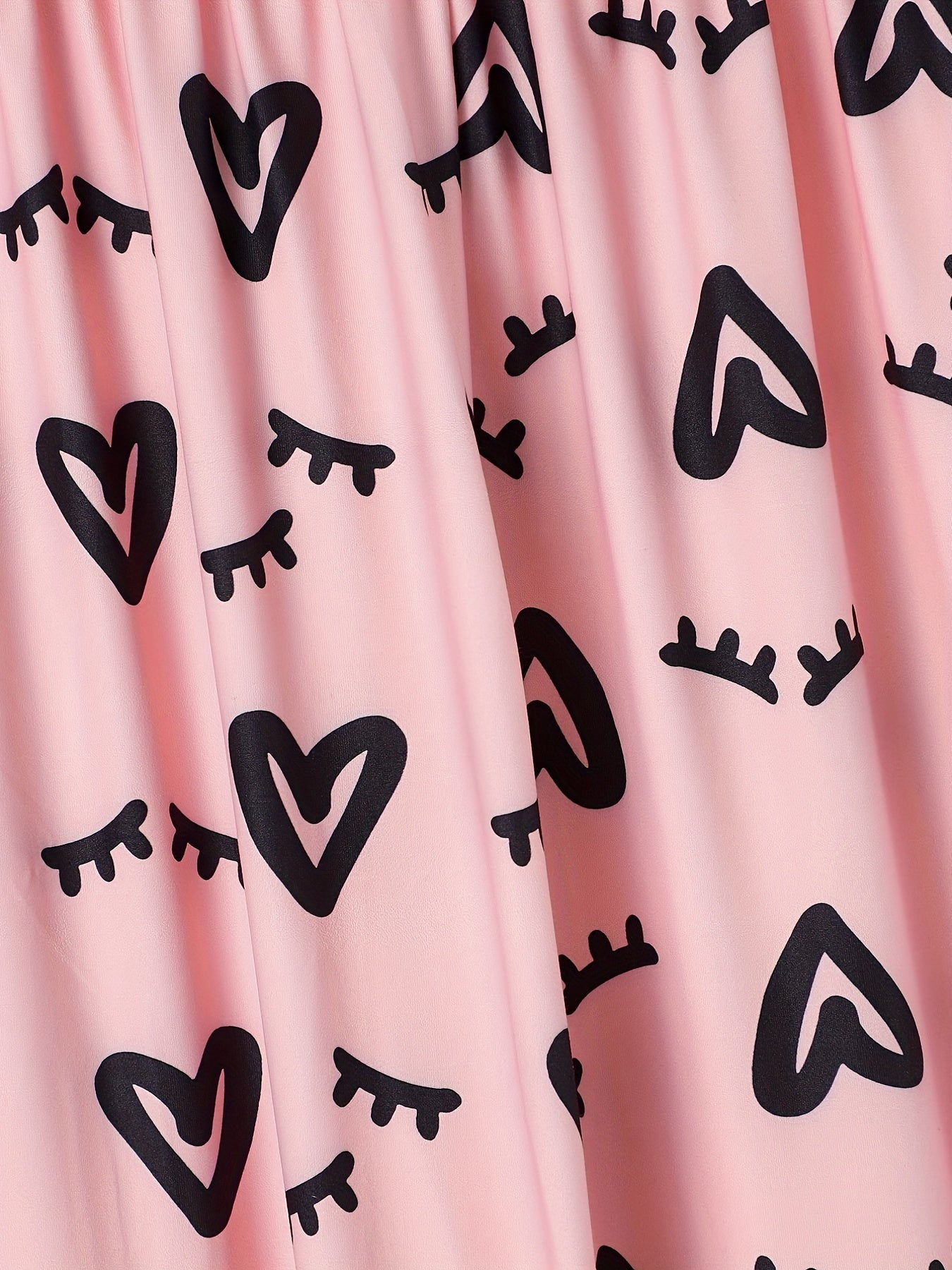 Heart Print Sleep Bottom Elastic Waistband Long Pants