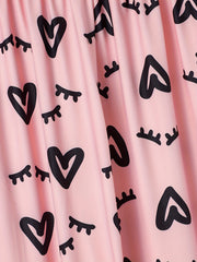Heart Print Sleep Bottom Elastic Waistband Long Pants
