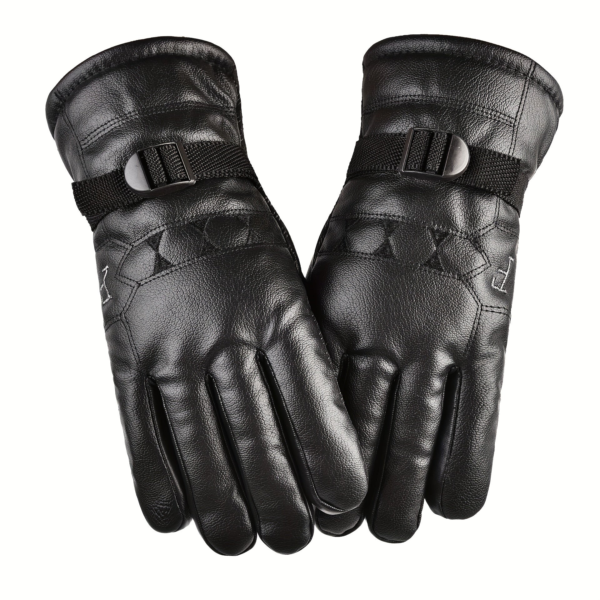 Velvet Warm Windproof Leather Riding Gloves Motorcycle Riding