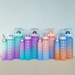 3-Pack 32oz Water Bottle with Straw & Time Marker, Portable Leakproof Sports Cup