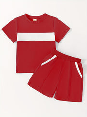 2pcs Boys Teen Casual T Shirt & Shorts Set for Summer