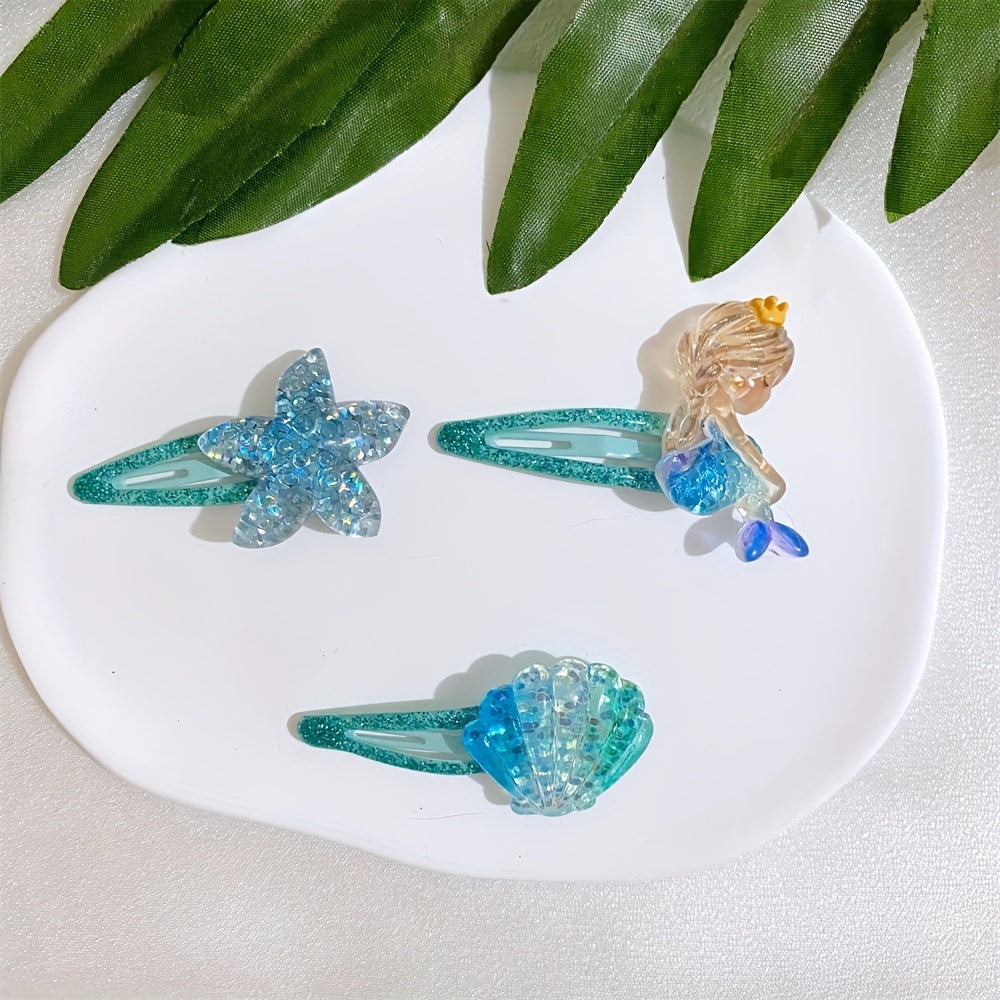 Transp Mermaid Hair Clip Star Shell Side Clip