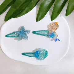Transp Mermaid Hair Clip Star Shell Side Clip