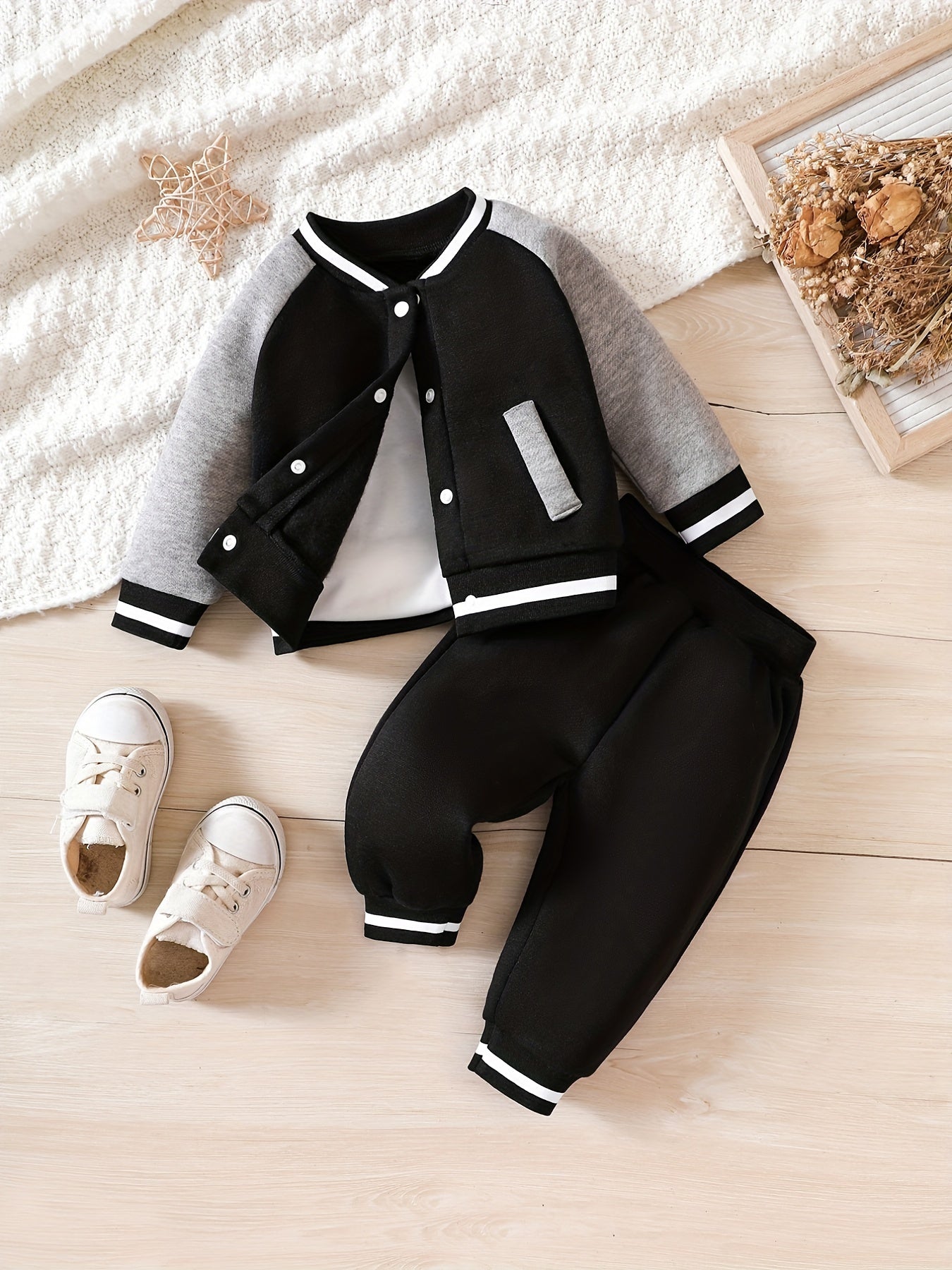 Infant Baseball Sports Set Contrast Jacket Coat Trousers