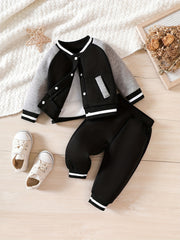 Infant Baseball Sports Set Contrast Jacket Coat Trousers