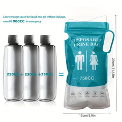 24pcs Disposable Urinal Bags 750ML Unisex Emergency Travel Pee Bag