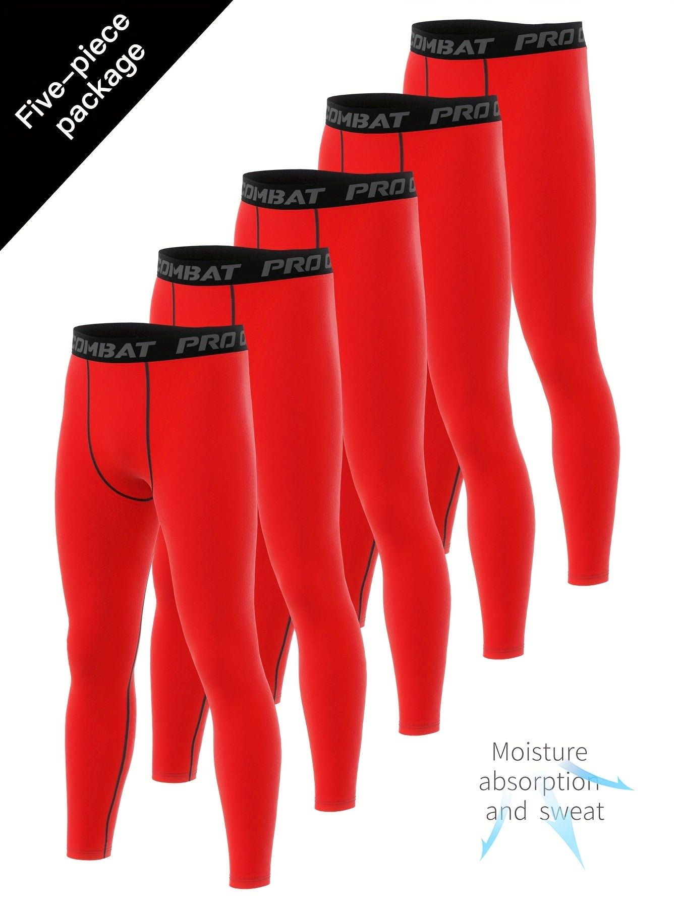 Men's 5pcs Solid Leggings Quick Dry Sports Compression Pants