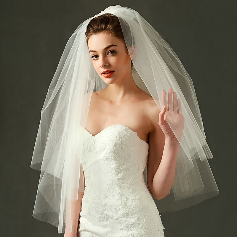 Double Layer Bridal Veil for Wedding Decoration