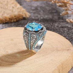 Men's Chunky Ring with Engraved Rhinestone