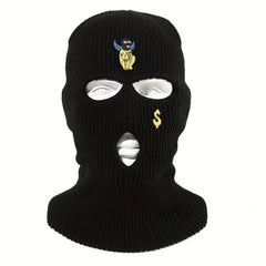 Embroidered Knitted Balaclava Warm Hat