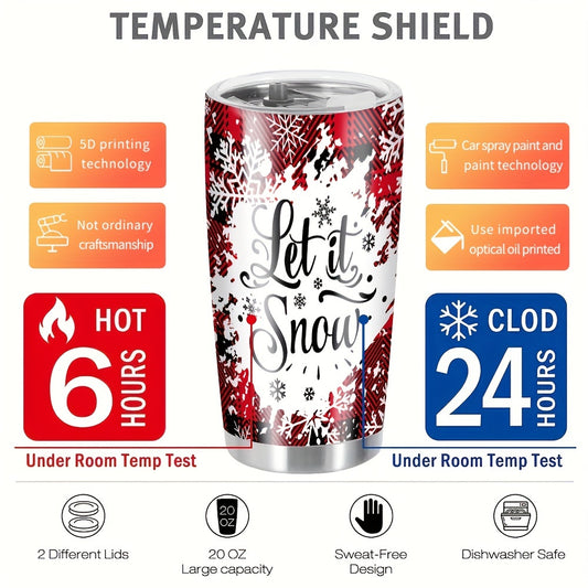 Christmas Printed Stainless Steel Water Cup 590ml Double Layer Vacuum Bottle