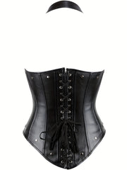 Gothic Halter Shaping Tops Tummy Control Lace Up Slimmer Top