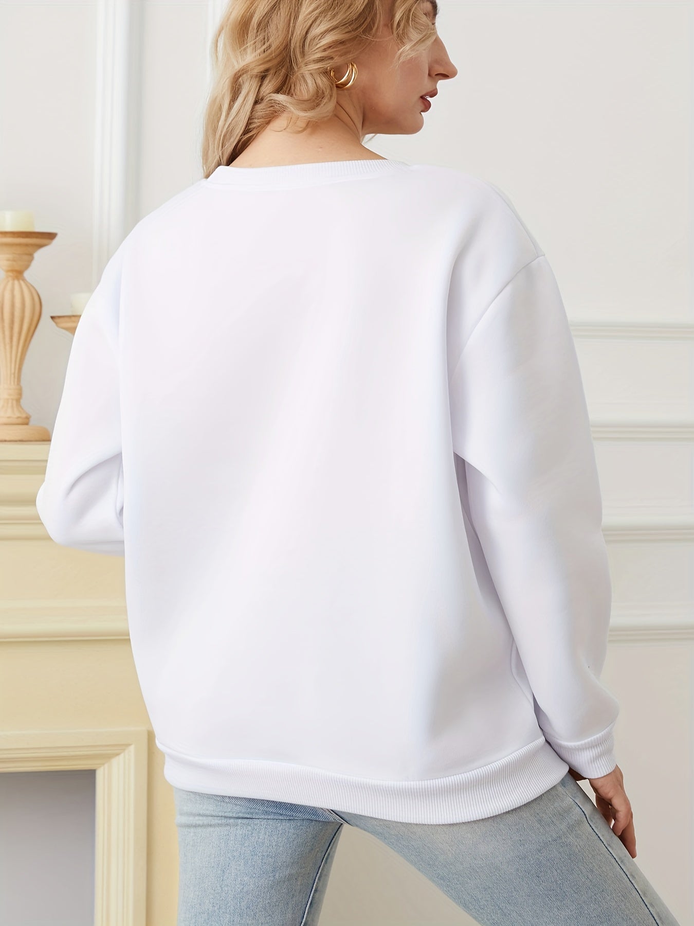 Flower Graphic Print Sweatshirt Long Sleeve Crew Neck Pullover Sweatshirt