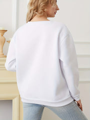 Cartoon Coffee Cup Print Pullover Sweatshirt