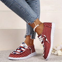 Women's Star & Polka Dot Canvas Shoes Lace Up Lightweight Outdoor Shoes