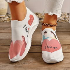 Elastic Walking Shoes Couple Figure Graphic Comfy Casual Sneakers