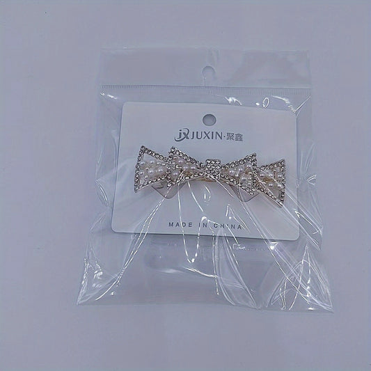 Faux Pearl Rhinestone Hair Clip Non Slip Hair Accessory
