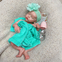 Realistic Silicone Youngsters Girl Doll with Clothes & Bottle