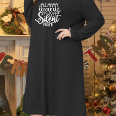 Christmas Loungewear Dress Snowflake Print Long Sleeve