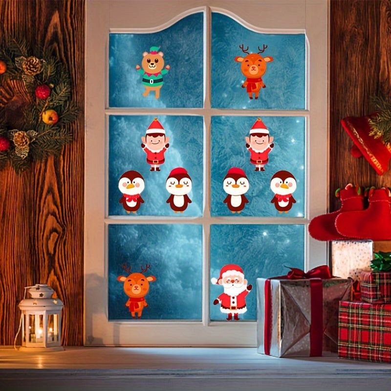 6pcs Cartoon Christmas Face Changing Stickers DIY Puzzle Santa Claus Elk Sticker