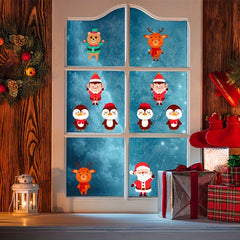 6pcs Cartoon Christmas Face Changing Stickers DIY Puzzle Santa Claus Elk Sticker
