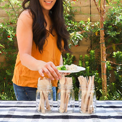 100pcs Disposable Wooden Cutlery Spoons Knives Forks Pack