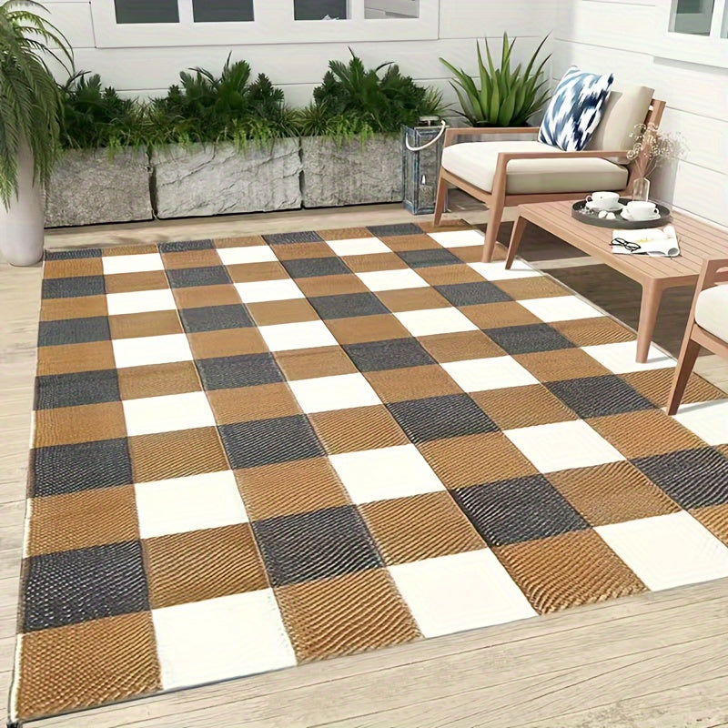 Brown Plaid Mat Portable Outdoor Cushion Camping Mat
