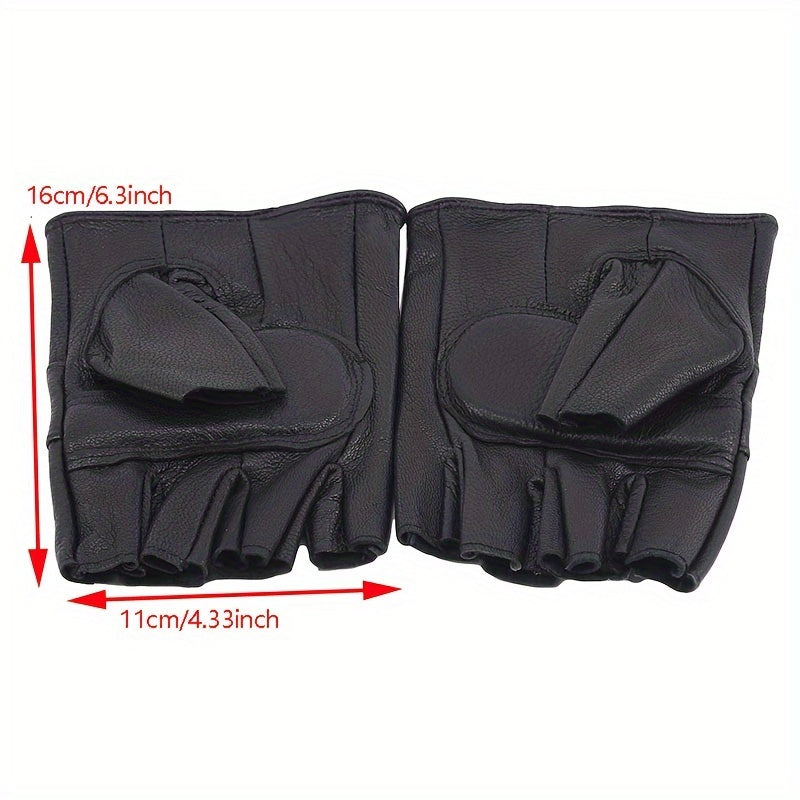 Men's Leather Half Finger Gloves for Sports Motorcycle