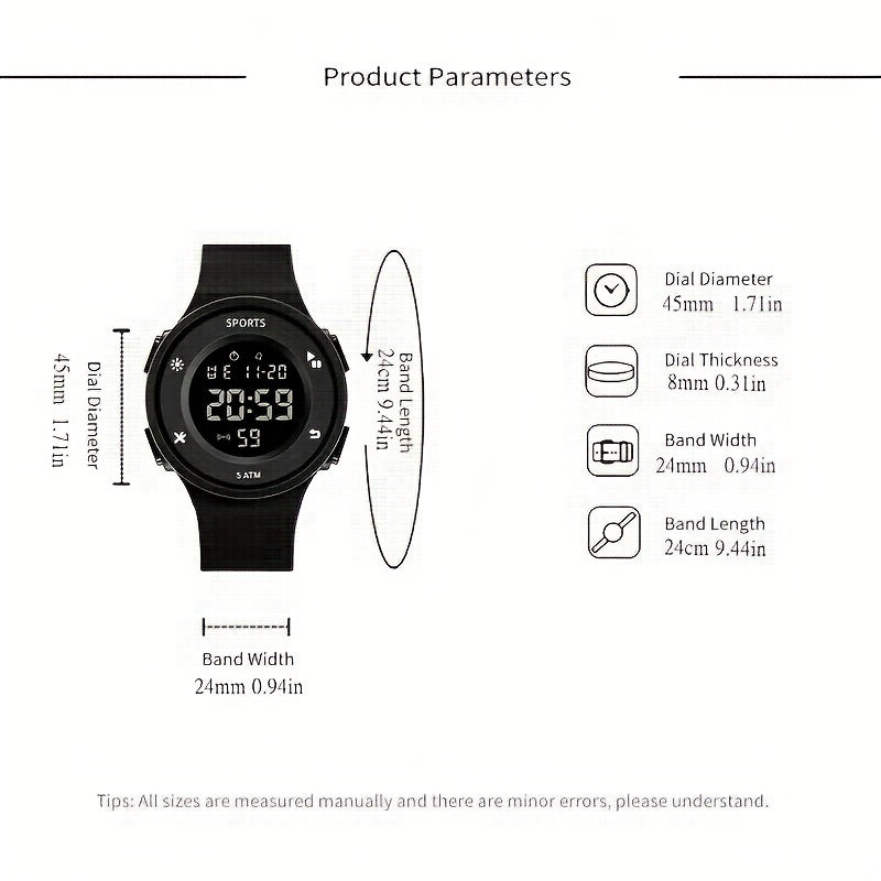 Sports Digital Electronic Watch Multifunction Boys Girls Men's Watch