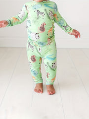 Animal Pattern Kid's Pajamas 2pcs Set Long Sleeve Top & Pants Girl's Loungewear