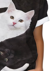 Creative & Kitties Graphic Short Sleeve T shirt For Kids Sports Summer