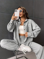 Casual Two piece Set Button Front Shirt & Jogger Pants