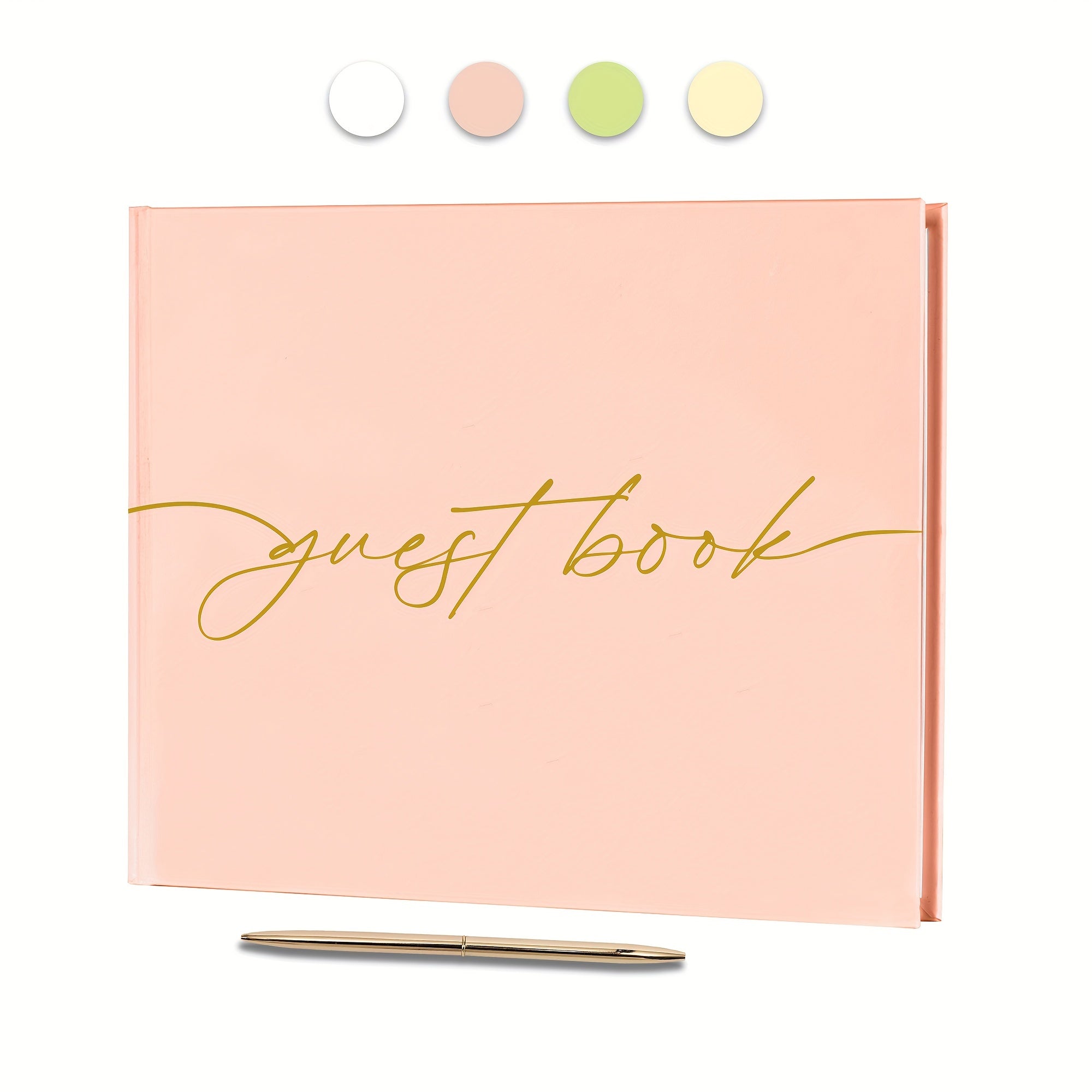 Wedding Guest Book With Pen & Sign Golden Foil Lettering Hardcover Palaroid