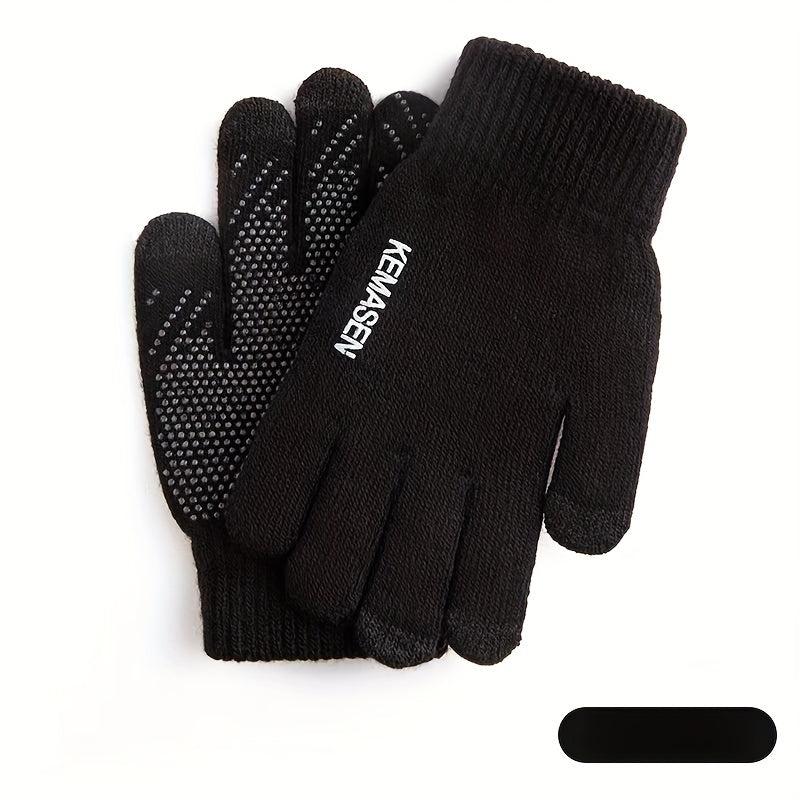 Non Slip Touch Screen Warm Knitted Windproof Cycling Full Finger Glove