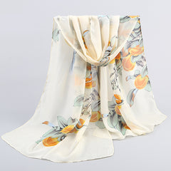 Colorful Flower Print Scarf Soft Stripe Women Scarf Shawl Beach Scarf