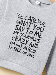 Boy's Novelty Letter Print Sweatshirt Long Sleeve Top