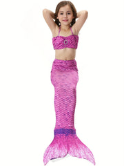 2pcs Mermaid Swimsuit with Tail for Girls