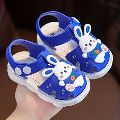 Cartoon Rabbit Hook And Loop Sandals Lightweight Non Slip Comfy Walking Shoes