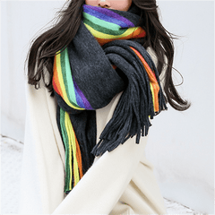 Colorful Winter Scarf With Tassel For Women Thick Shawl Wrap