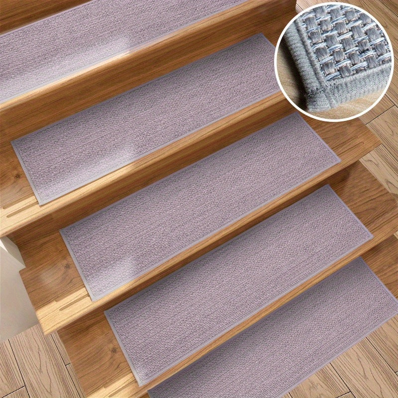 15pcs Natural Linen Soft Stair Treads Non Slip Carpet Safety Rug Indoor Runner