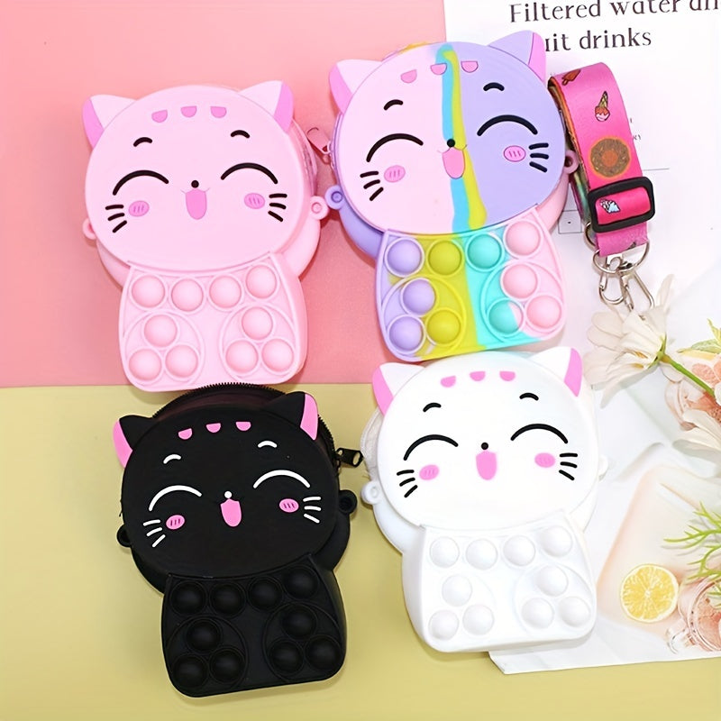 Cartoon Cat Bubble Coin Purse Crossbody Bag for Kids