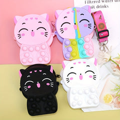 Cartoon Cat Bubble Coin Purse Crossbody Bag for Kids