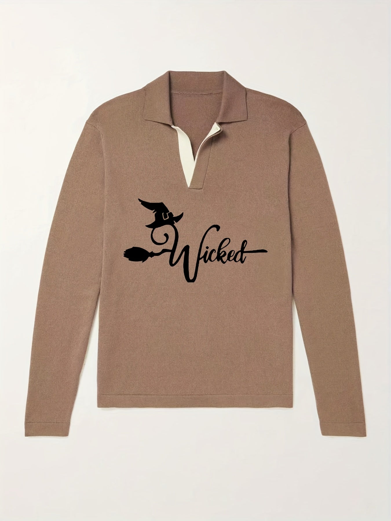Men's Witch Pattern Knit Polo Shirt