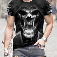 Skull 3D Print Men's Short Sleeve T-shirt Graphic Tee Summer Clothes