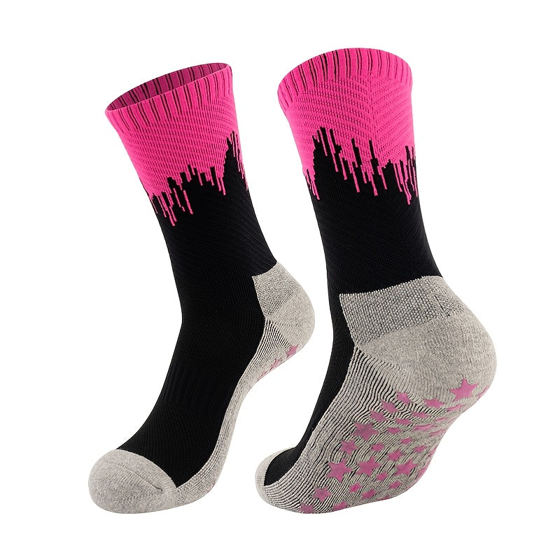 Men's Cotton Silicone Non-slip Mid-calf Socks for Basketball Running Training