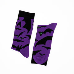 Bat Pattern Socks Halloween Comfy & Funny Mid Tube Socks Women's Stockings
