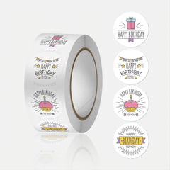 500pcs Happy Birthday Stickers Roll - 2 1inch Round Lables for Gift Wrapping DIY