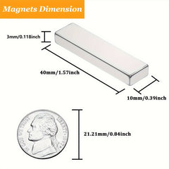 14pcs Neodymium Magnets Heavy Duty Rare Earth Rectangular Bars 10 40mm