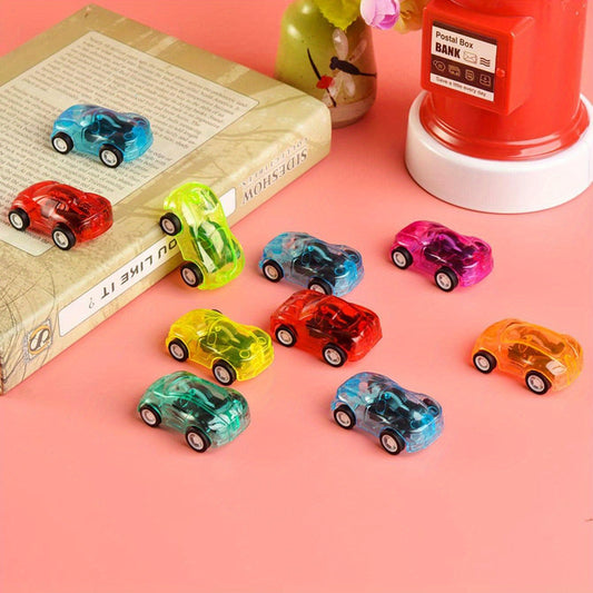 10pcs Transparent Pull Back Small Car Inertia Small Toy Kindergarten Small Gift