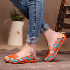 Women's Floral Print Flat Boat Shoes Lightweight Anti Slip Slip On Loafers